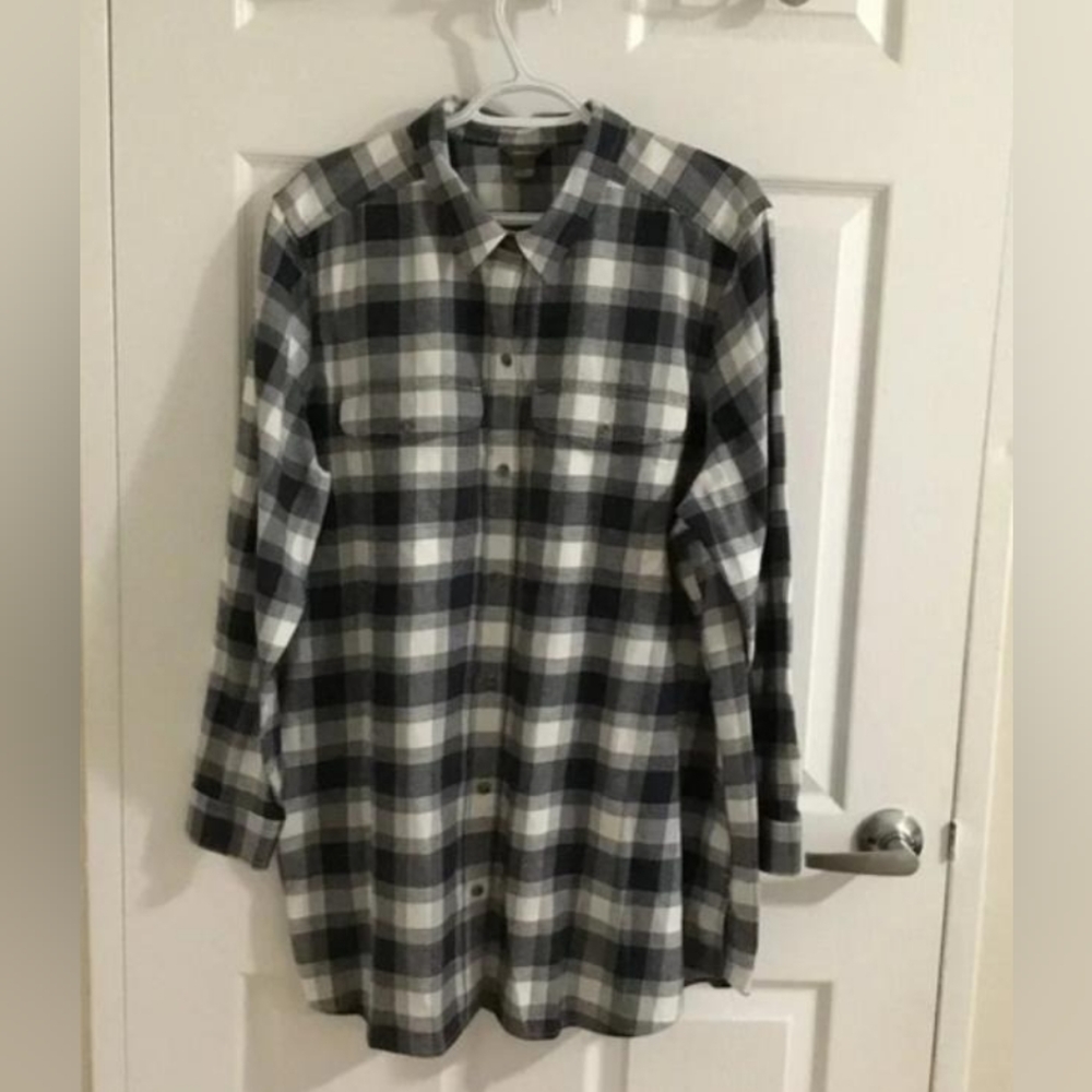 Eddie Bauer Plaid 100% cotton Shirt Women's Long Sleeve Sz 2XL